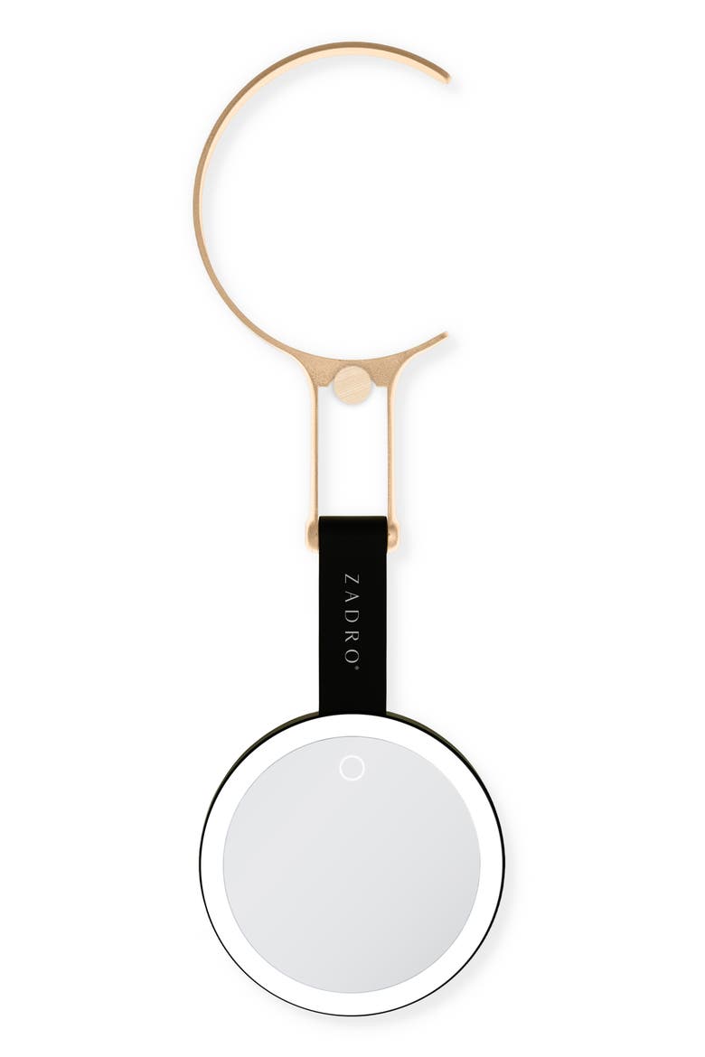 Multi-Position Lighted Travel Hand Mirror with 10X/1X Magnification, Alternate, color, Black/Gold
