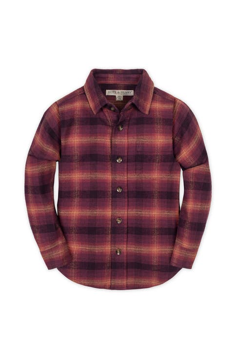 Kids' Organic Long Sleeve Flannel Button Down Shirt