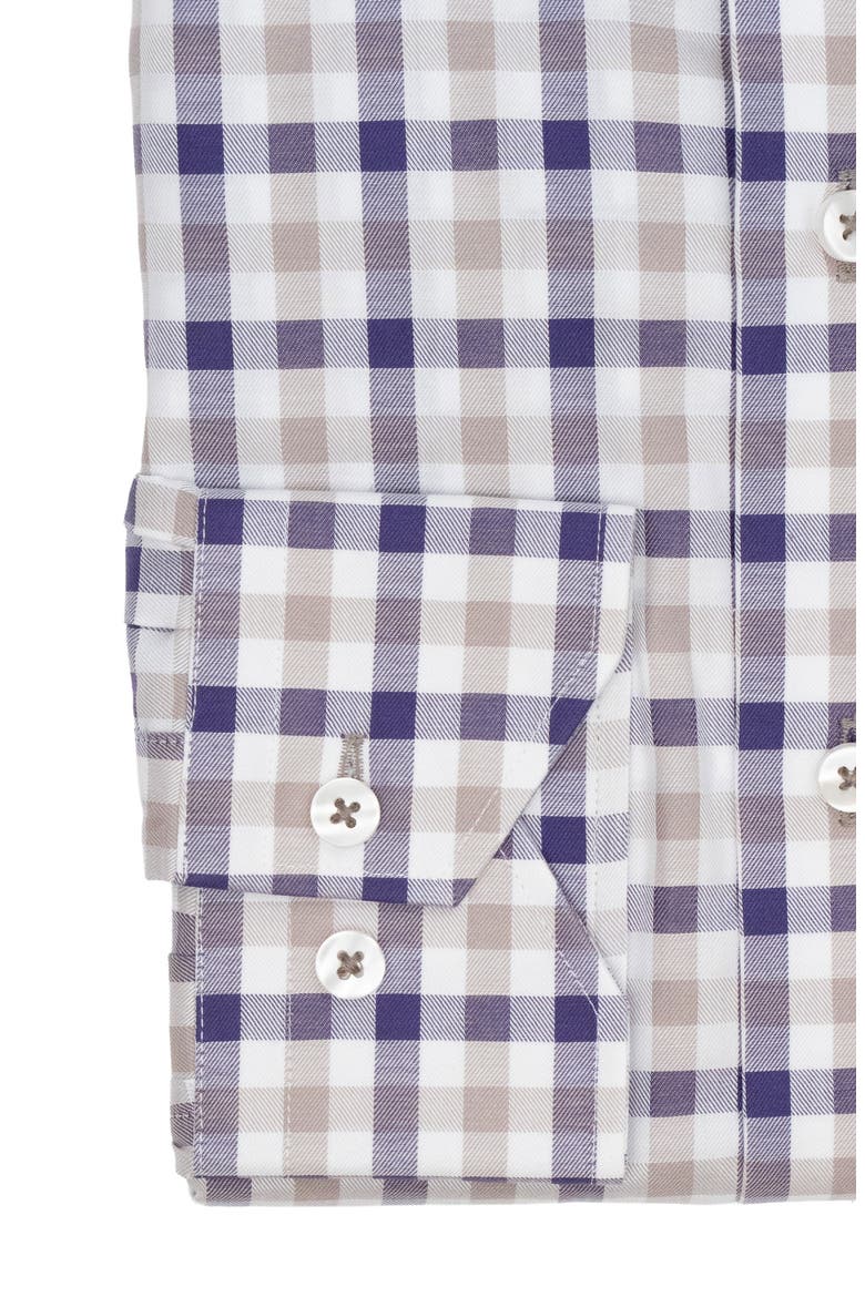 Trim Fit Textured Gingham Dress Shirt, Alternate, color, PLUM/ TAN