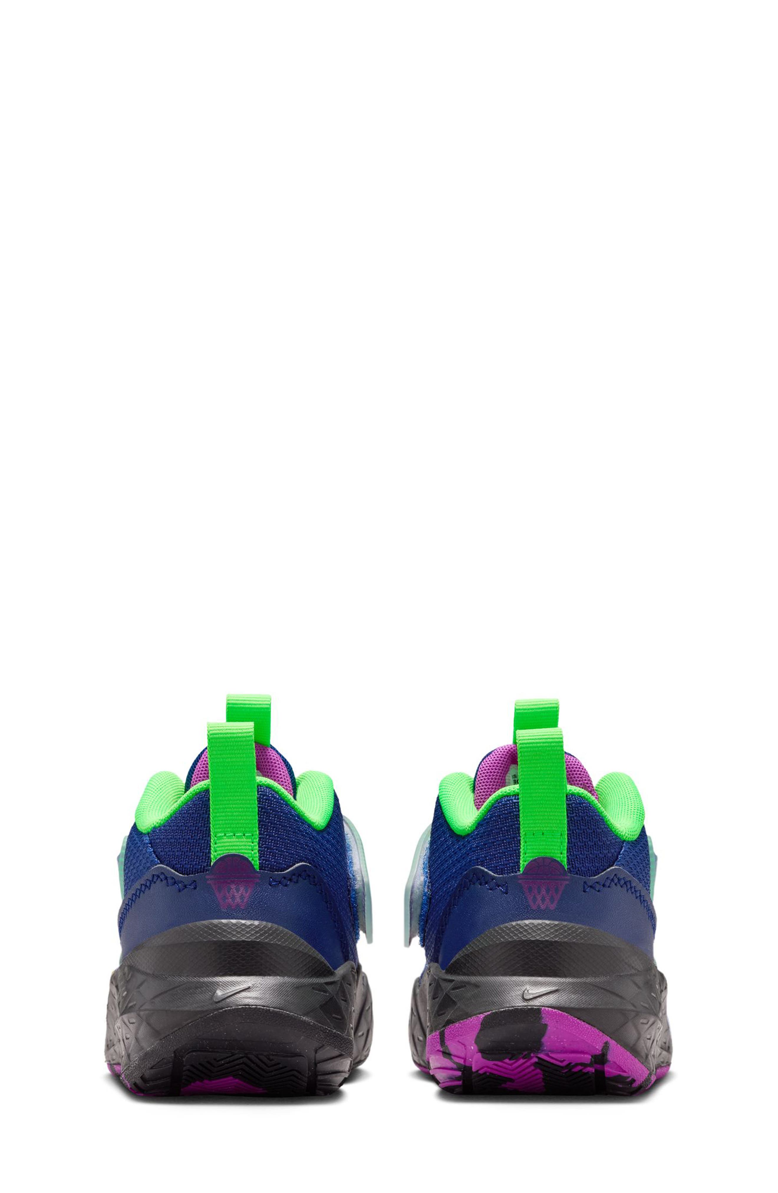 Nike Kids' Team Hustle D 12 Basketball Sneaker, Alternate, color, Blue Void/ Vivid Purple/ Black