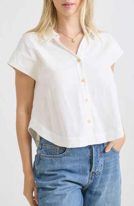 Blu Pepper Linen Blend Short Sleeve Button Down Shirt