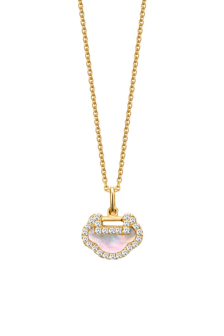Petite Yu Yi Mother-of-Pear & Diamond Pendant Necklace, Main, color, GOLD