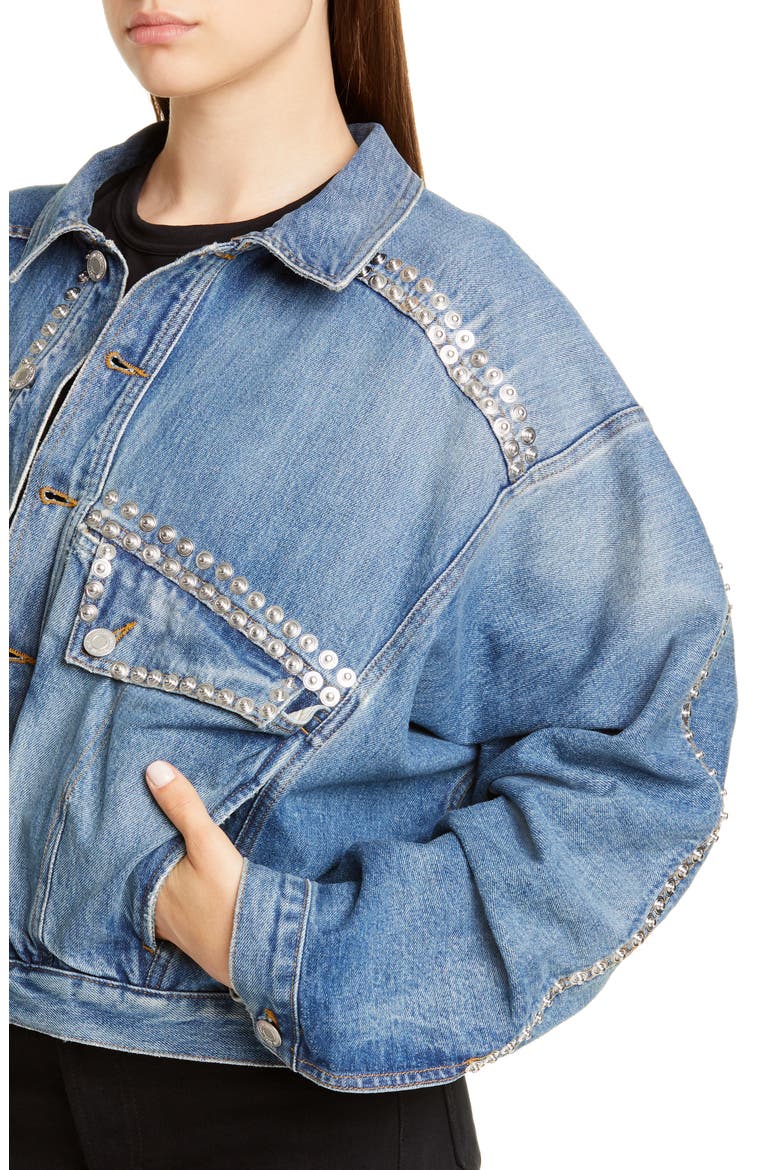 Displaced Denim Jacket, Alternate, color, INDIGO