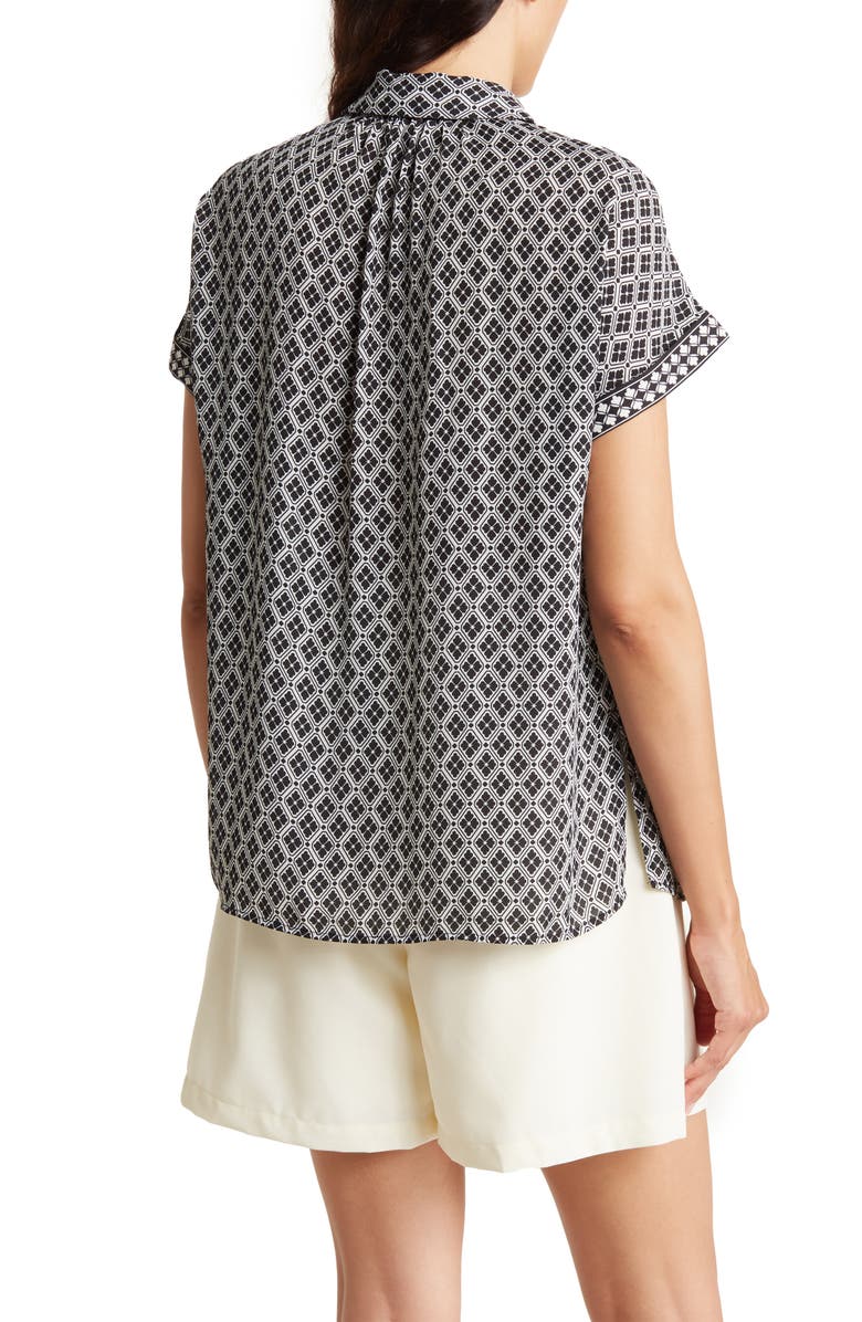 MAX STUDIO Patterned Short Sleeve Button-Up Shirt, Alternate, color,