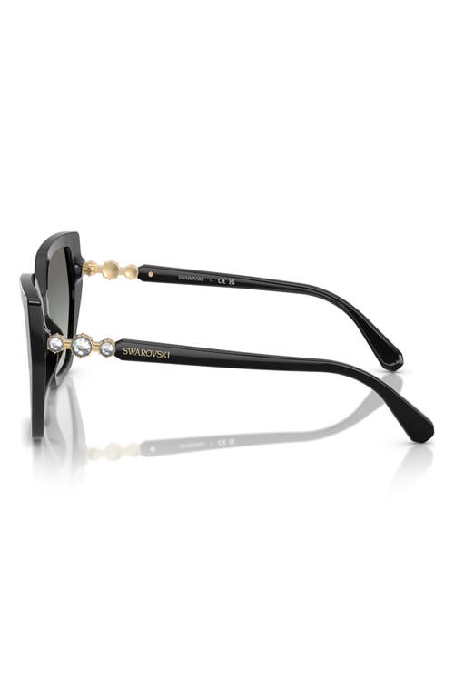 Swarovski 56mm Polarized Irregular Cat Eye Sunglasses In Black