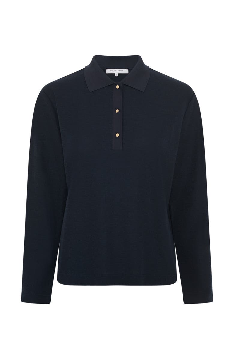 GERARD DAREL Hilary Long Sleeve Polo Shirt, Alternate, color, Navy Blue