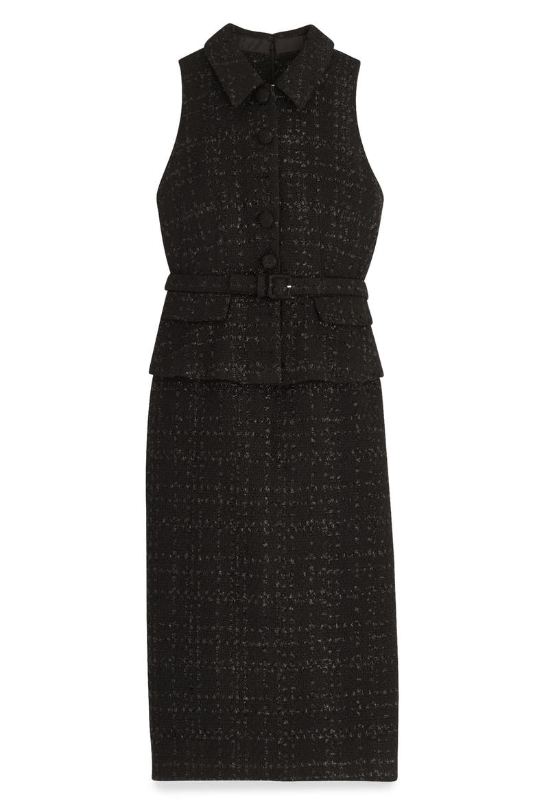 Tweed Top & Midi Skirt Set, Alternate, color, BLACK