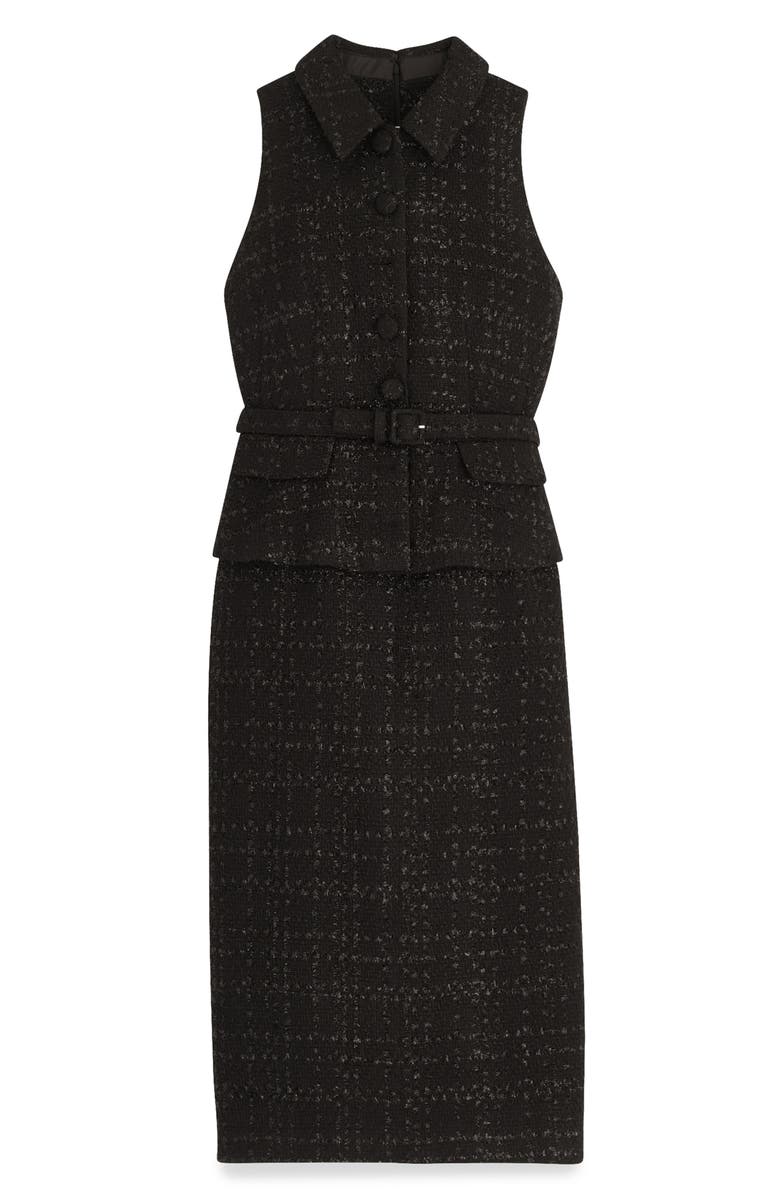 Donna Karan New York Tweed Top & Midi Skirt Set, Alternate, color, Black