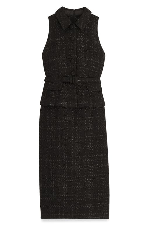 Donna Karan New York Belted Tweed Shirtdress In Black