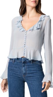 PAIGE Getty Long Sleeve Chiffon Ruffle Top