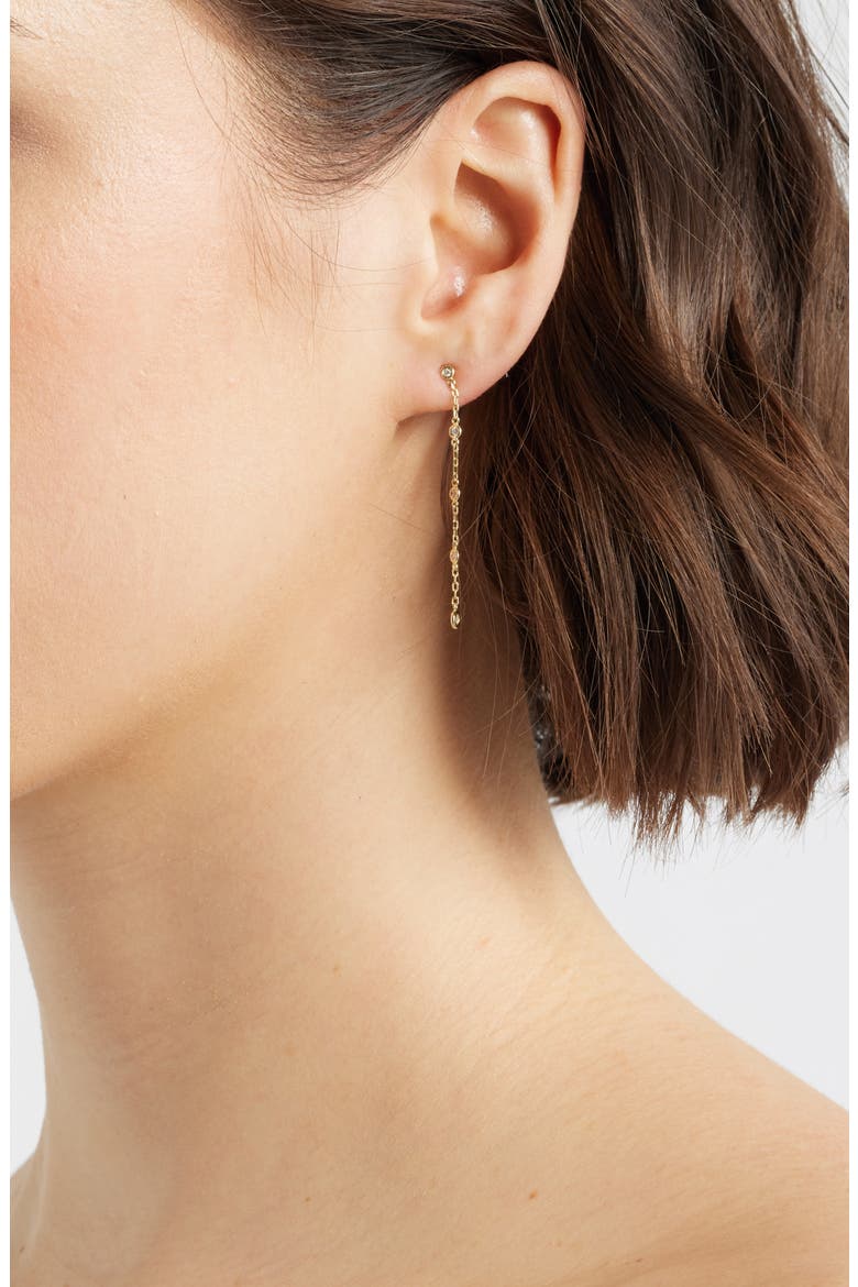 Diamond Bezel Chain Earrings, Alternate, color, YELLOW GOLD