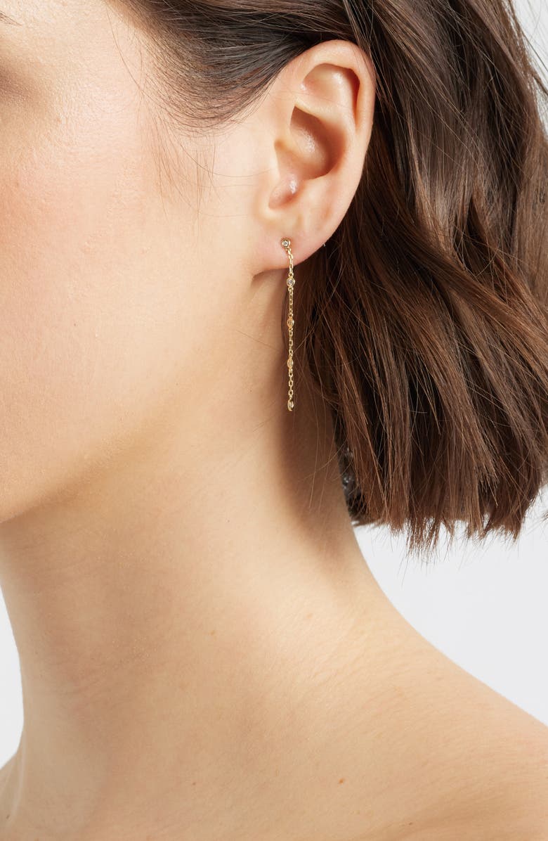 Meira T Diamond Bezel Chain Earrings, Alternate, color, Yellow Gold