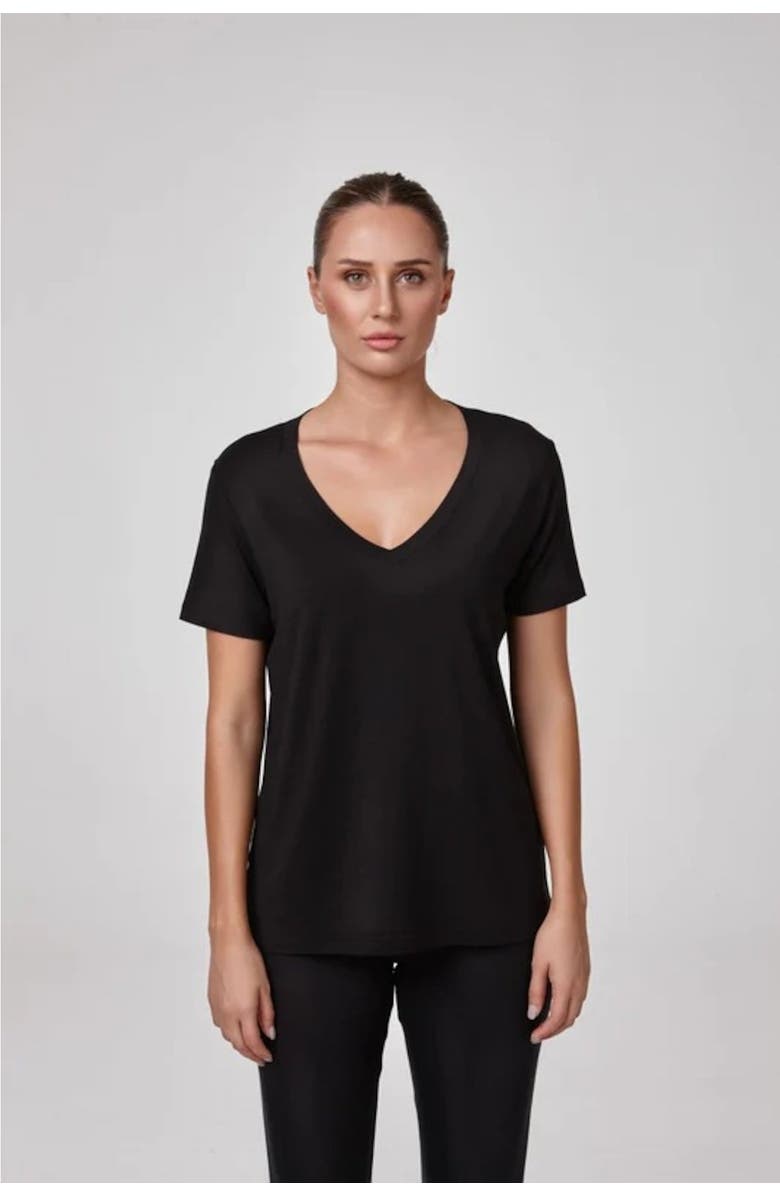 Forever & Always Alaia Deep V-neck Ultra Soft Modal T-shirt, Main, color, Black