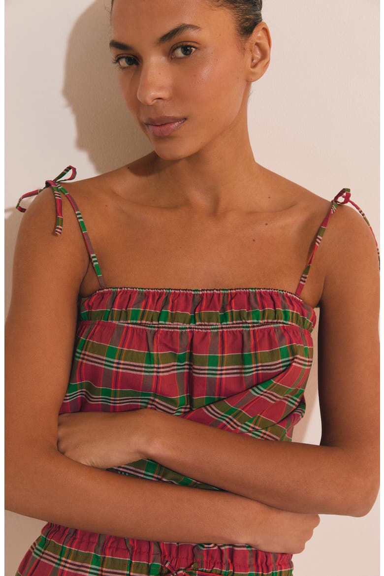 Vagabonde Plaid Cotton Pajama Camisole, Alternate, color, FUCHSIA