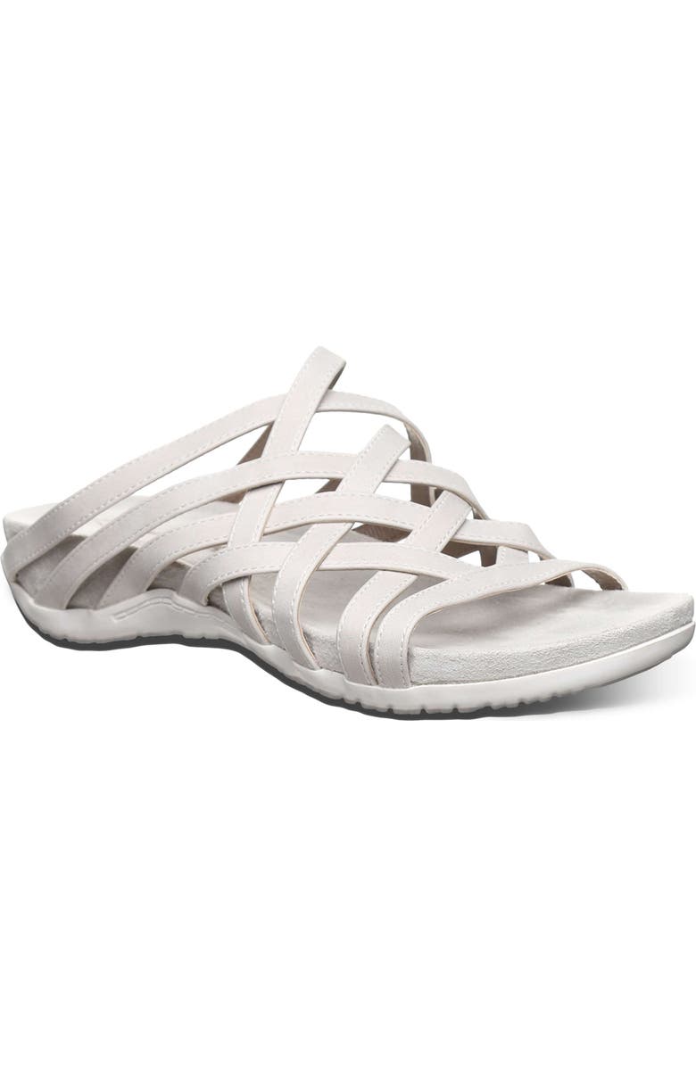 BEARPAW <p>Zinnia Faux Leather Slide Sandal (Women)</p>, Main, color, White