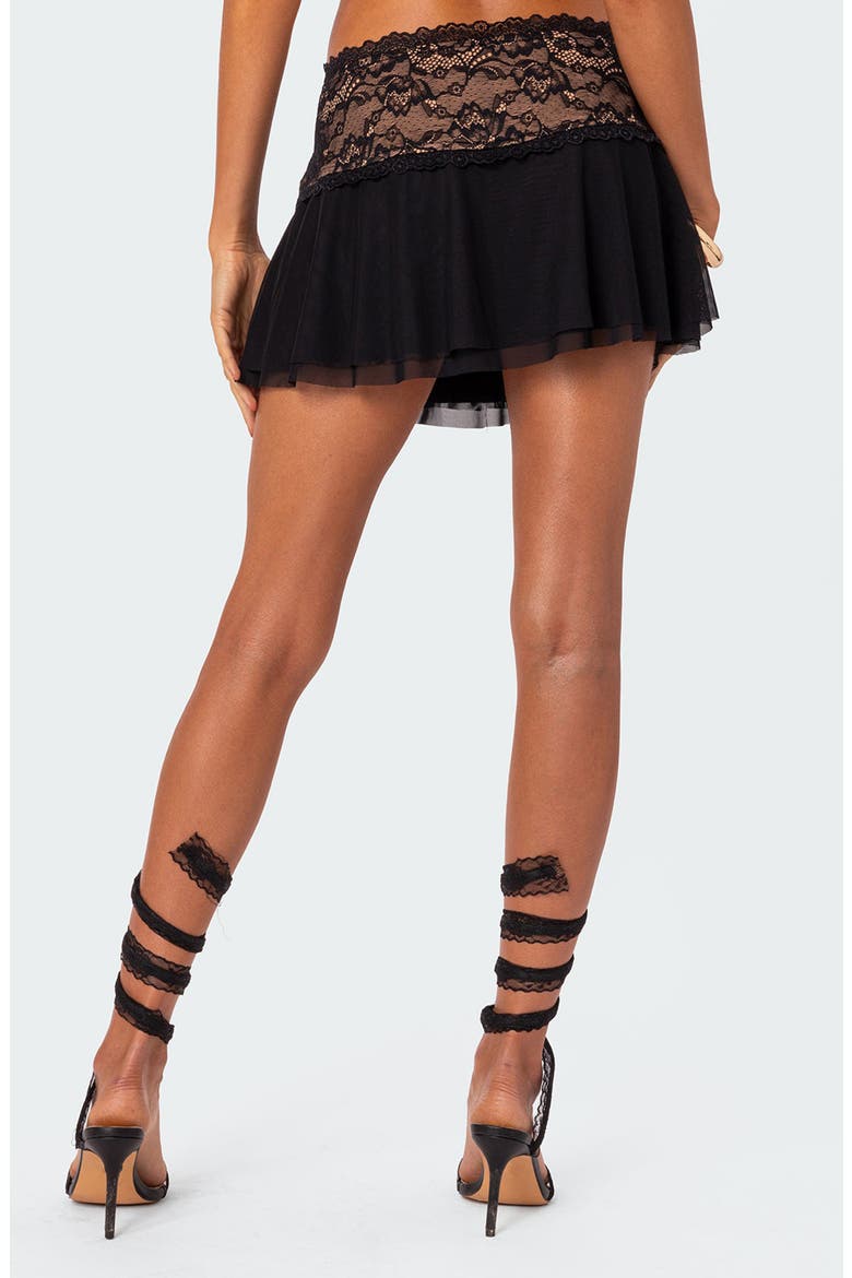 Mesh Lace Miniskirt, Alternate, color, BLACK