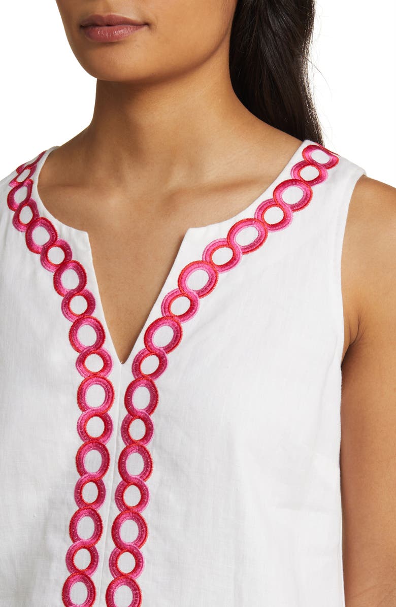 Tommy Bahama Geo Embroidered Linen Shift Dress, Alternate, color,