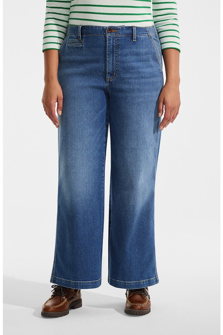 Plus Size Recover Denim Mid Rise Wide Leg Ankle Jeans, Main, color, Indigo Tide Blue