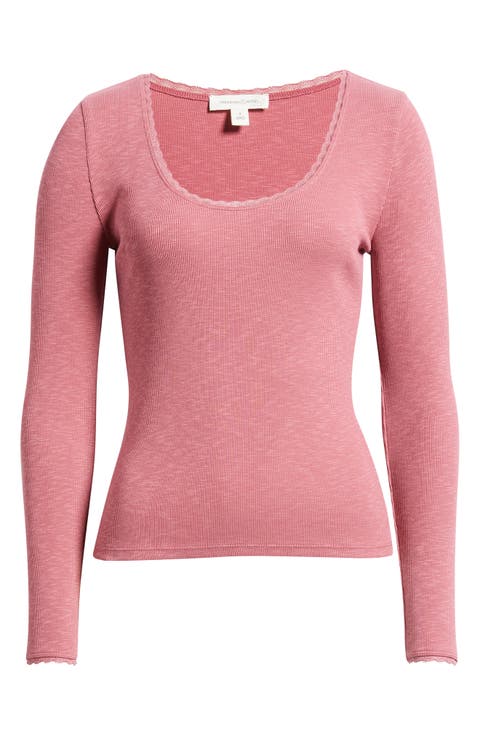 Lace Trim Long Sleeve T-Shirt