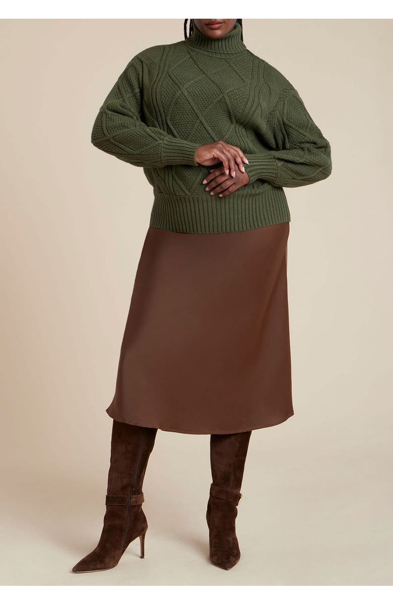 ELOQUII Cableknit Slouchy Sweater, Alternate, color, 