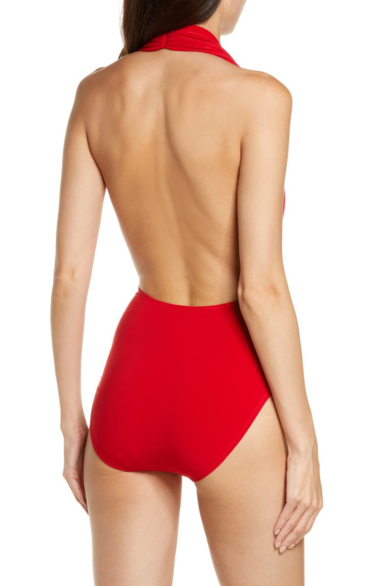 Norma Kamali Halter Low Back One-Piece Swimsuit, Alternate, color,