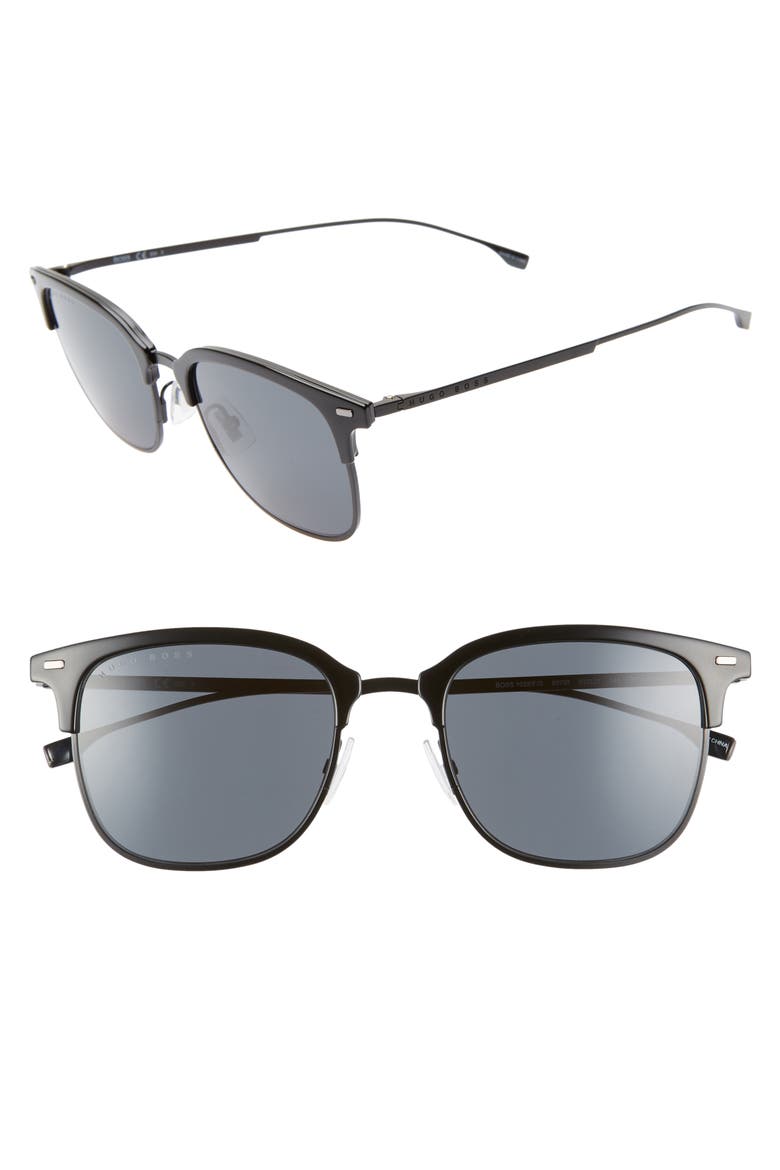 53mm Special Fit Semi Rimless Sunglasses, Main, color, BLACK