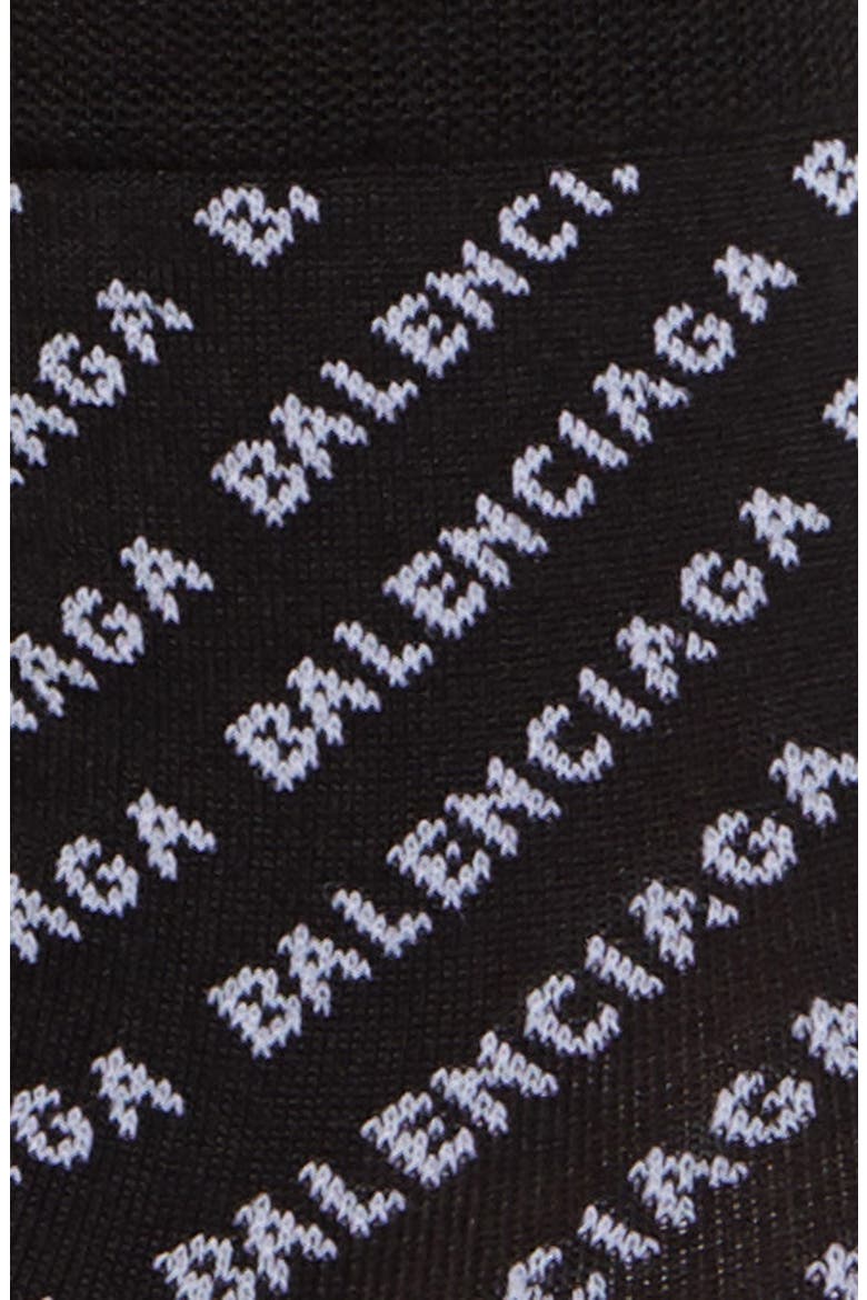 Logo Cotton Blend Ankle Socks, Alternate, color, BLACK/ WHITE