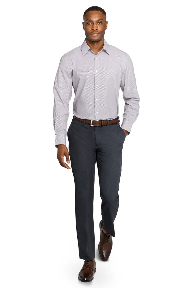 Regular Fit Tile Print Performance Dress Shirt, Alternate, color, KHAKI