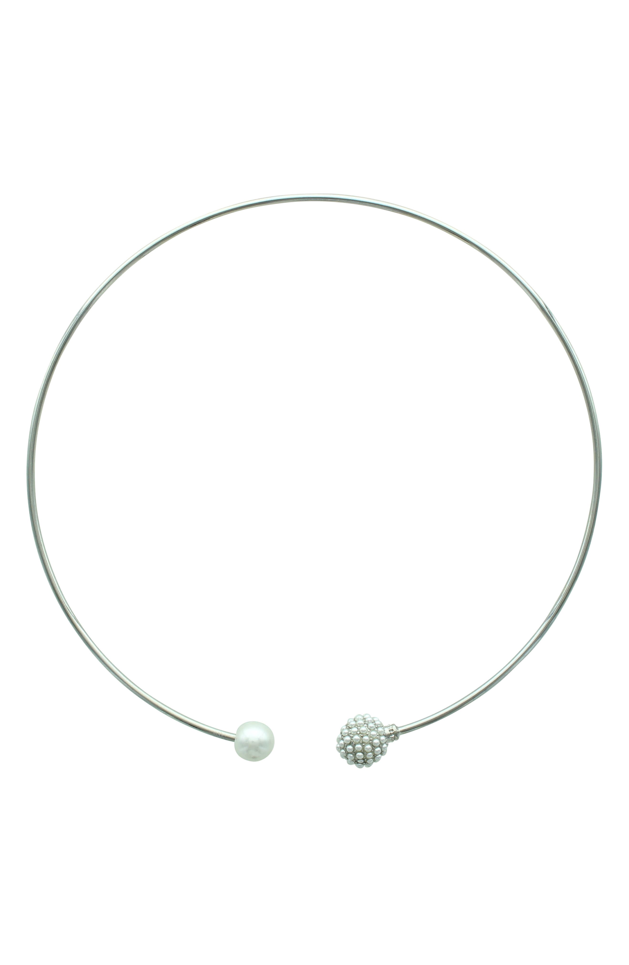 OLIVIA WELLES Imitation Pearl Open Choker Necklace