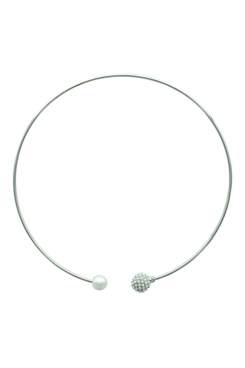 Imitation Pearl Open Choker Necklace, Main, color, METALLIC