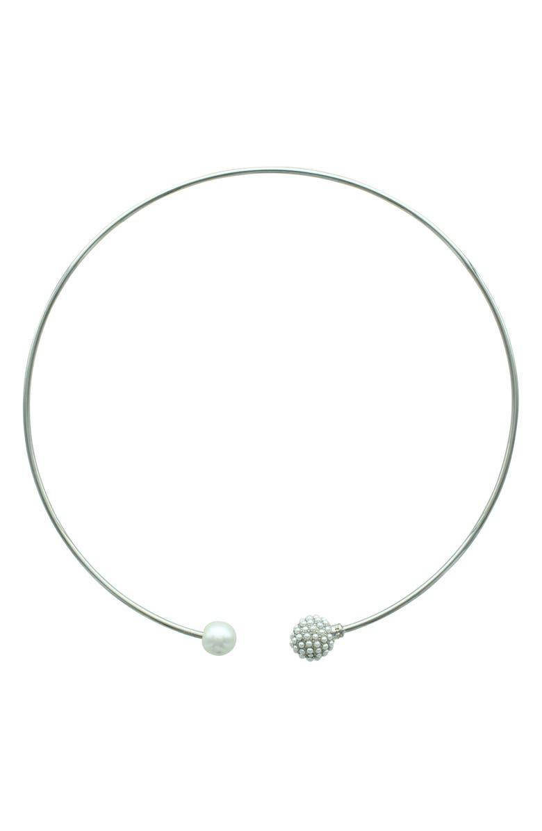 OLIVIA WELLES Imitation Pearl Open Choker Necklace, Main, color, Metallic