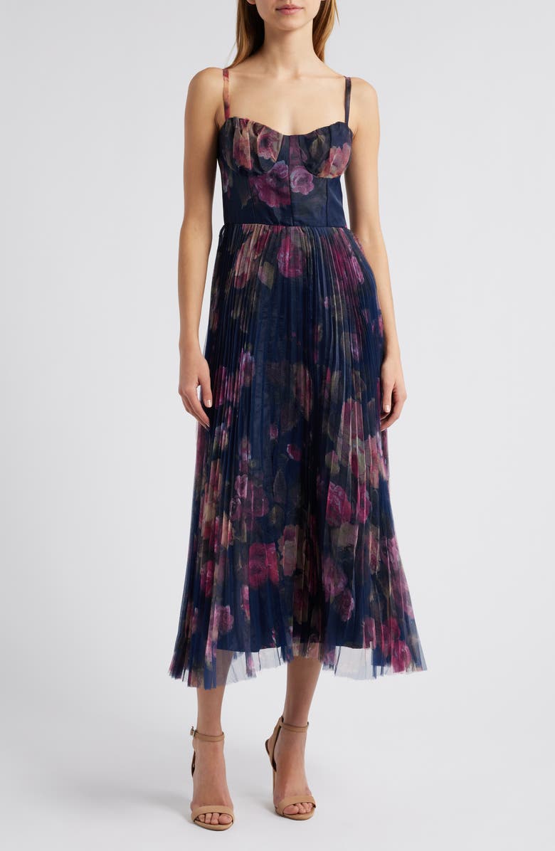 Lulus Pleated Bustier Cocktail Dress, Main, color,