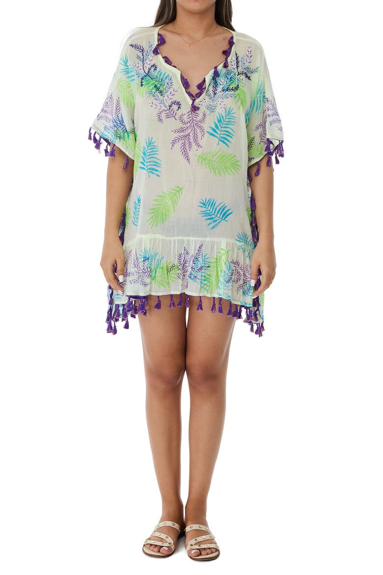 Tassel-Trimmed Short Poncho, Main, color, BLUE