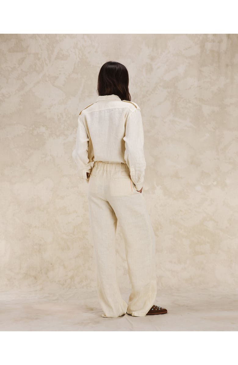 Fortela Jaleh Drawstring Linen Trousers, Alternate, color, Milk