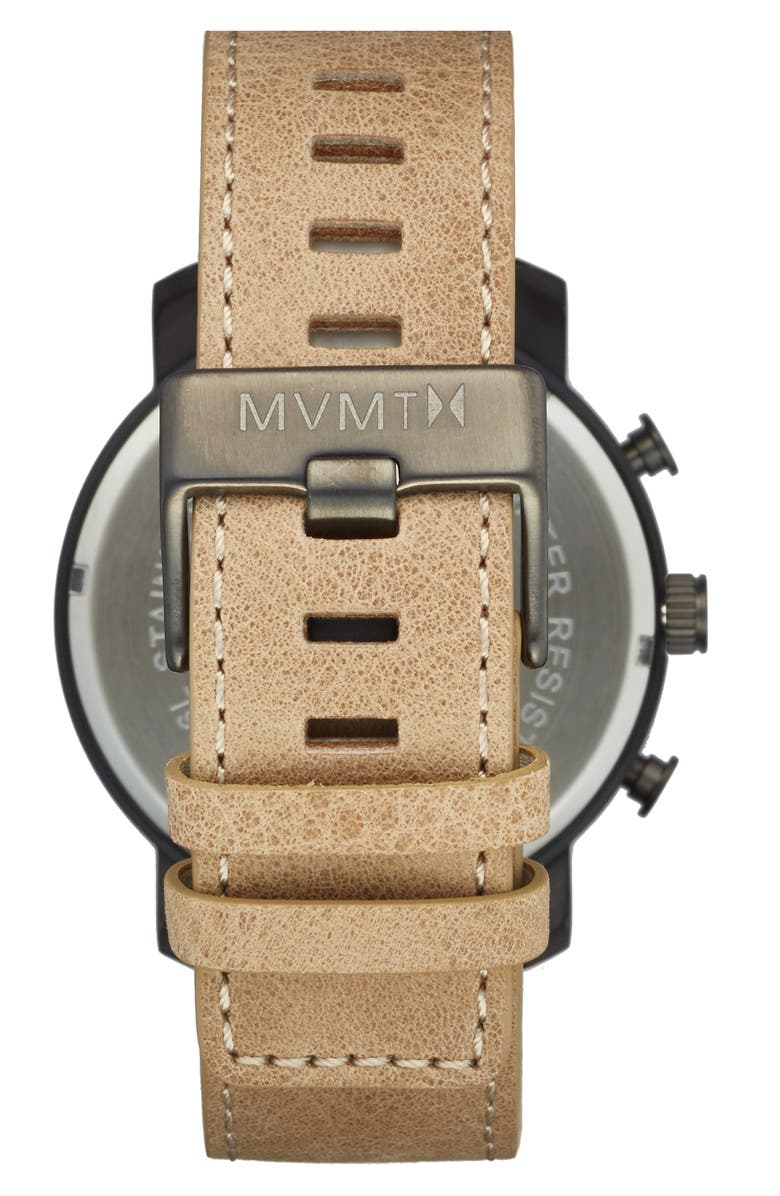 MVMT Chronograph Leather Strap Watch, 45mm, Alternate, color,