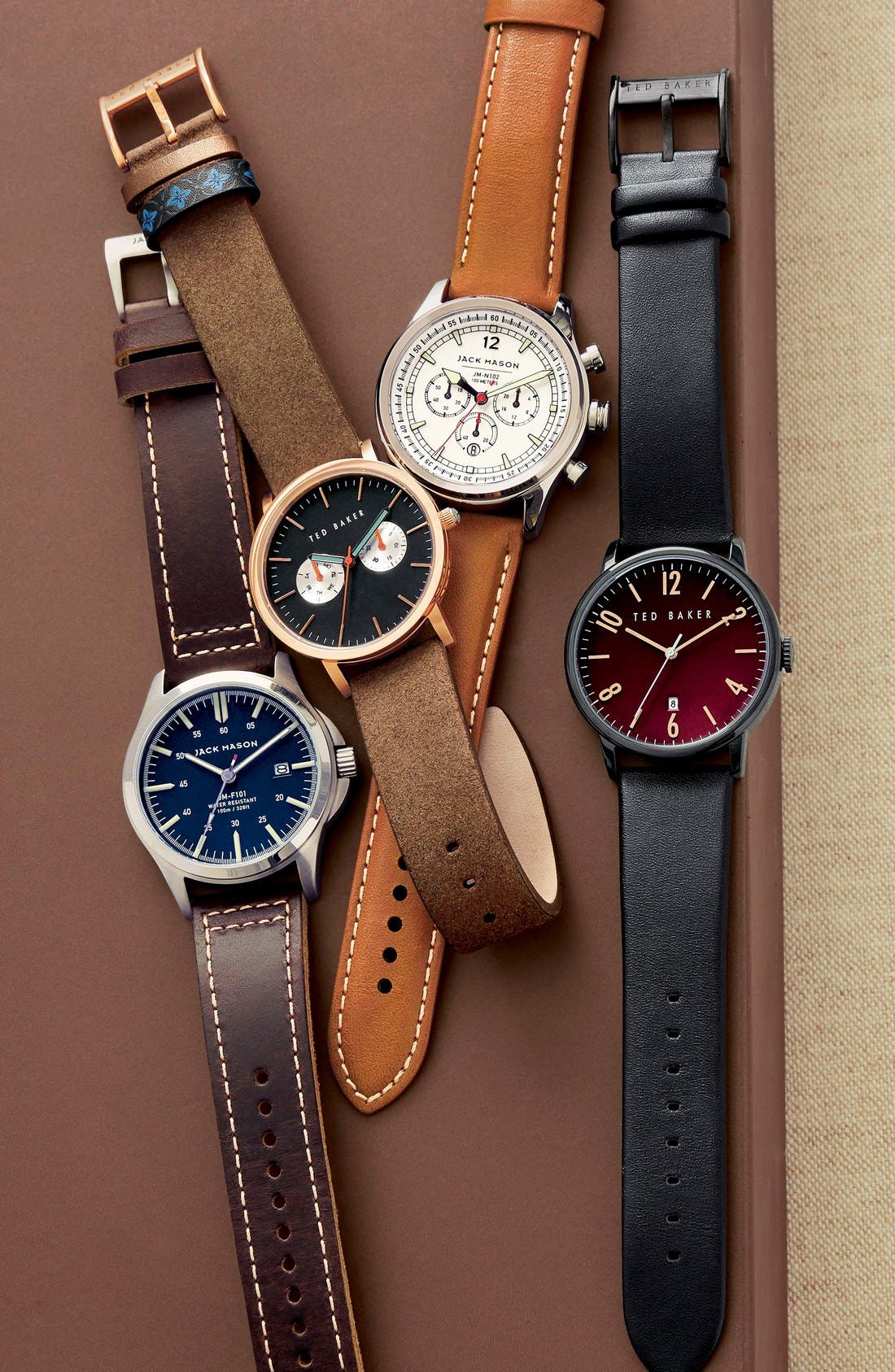 Nautical Chronograph Leather Strap Watch, 42mm (Men) | Nordstrom