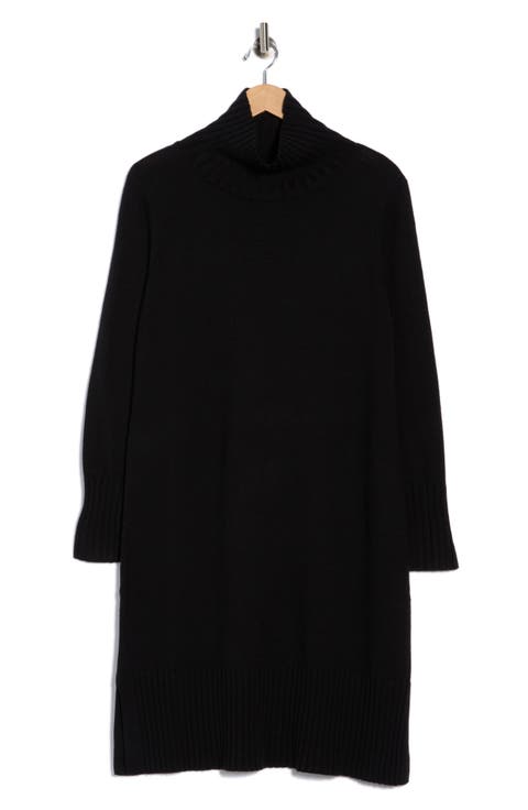 Turtleneck Long Sleeve Merino Wool Sweater Dress