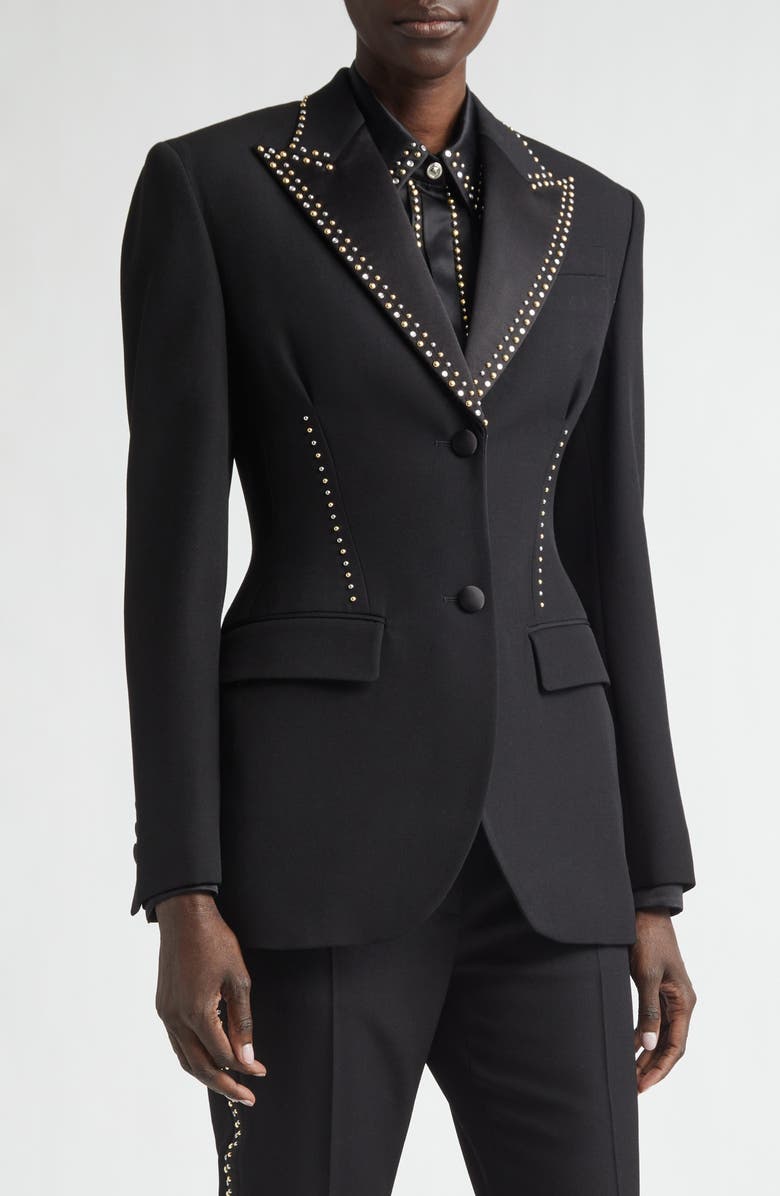 Versace Wool Grain de Poudre Jacket, Main, color, Black