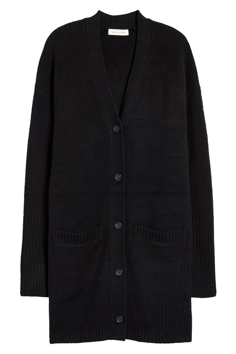 Longline Cardigan, Alternate, color, BLACK