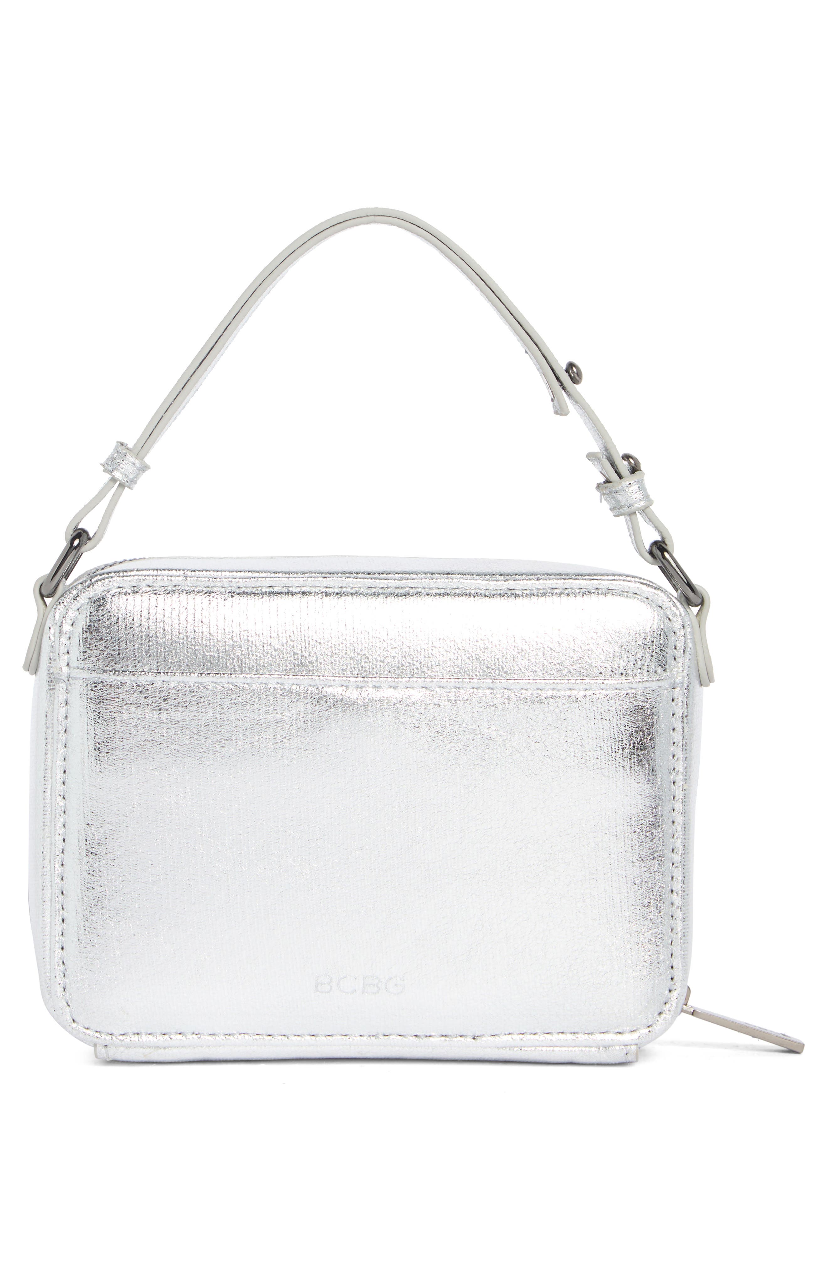 BCBG Slim Top Handle Clutch, Alternate, color, Silver