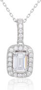 SUZY LEVIAN Sterling Silver Emerald Cut Cubic Zirconia Pendant Necklace