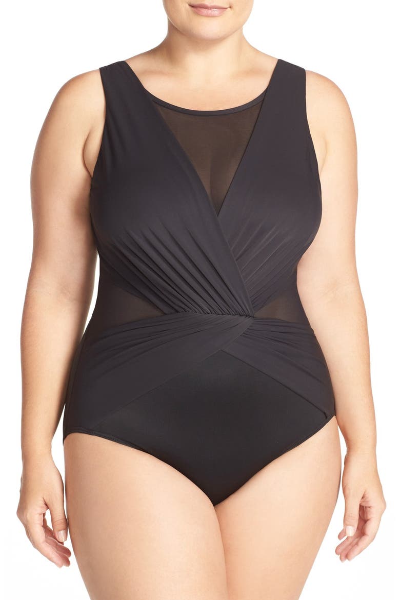 'Solid Palma' One-Piece Swimsuit, Main, color, BLACK