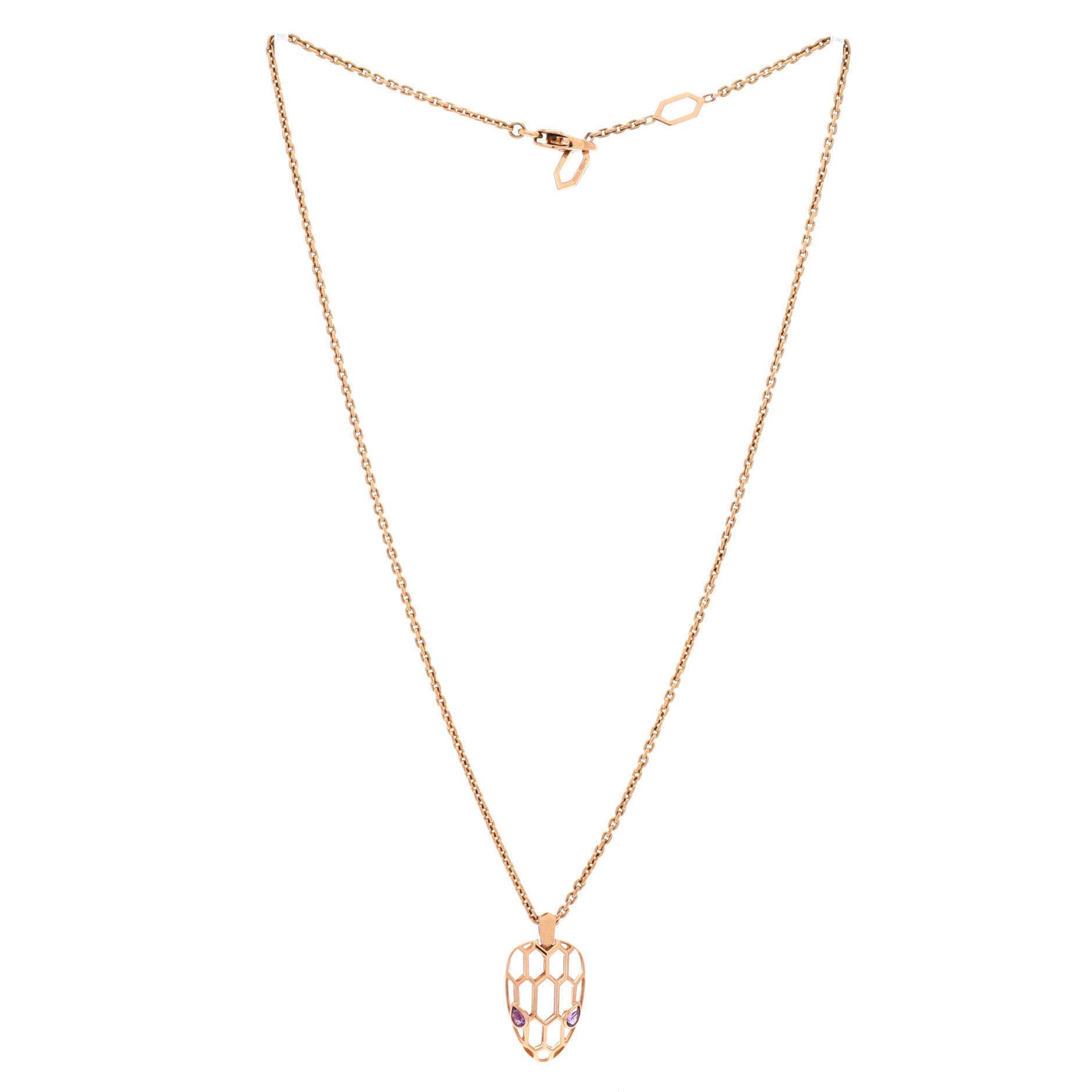 Serpenti Seduttori Pendant Necklace 18K Rose Gold with Amethyst, Alternate, color, Metallic Gold
