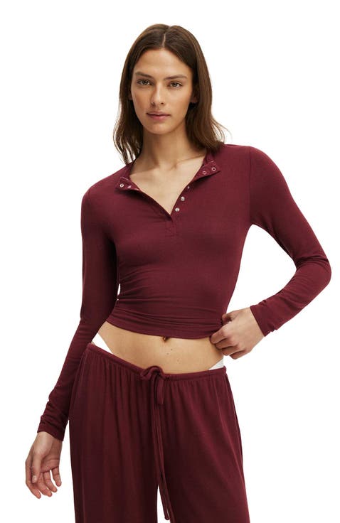 Women's Super Soft Henley Long Sleeve Top