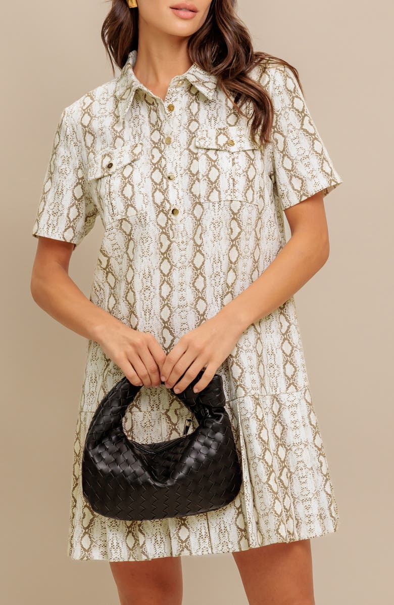 FLYING TOMATO Python Print Shirtdress, Alternate, color, Ivory Taupe