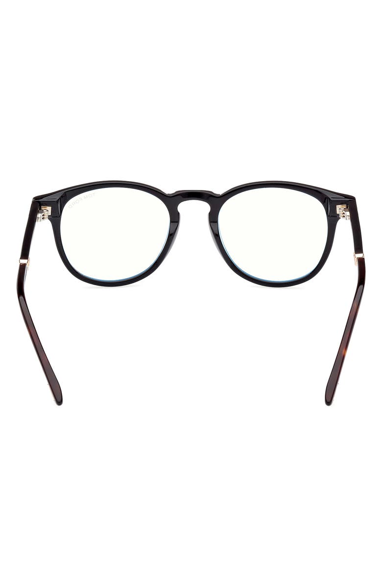 TOM FORD 49mm Round Blue Light Blocking Optical Glasses, Alternate, color, 