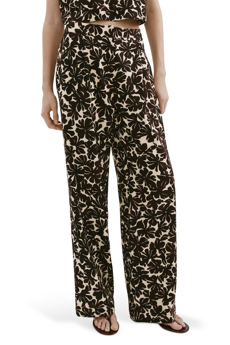 Floral Straight Leg Pants, Main, color, ECRU