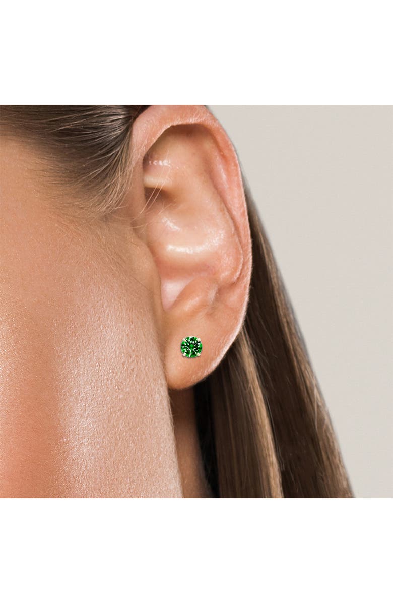 A&M Round Cubic Zirconia Birthstone Stud Earrings, Alternate, color, Emerald