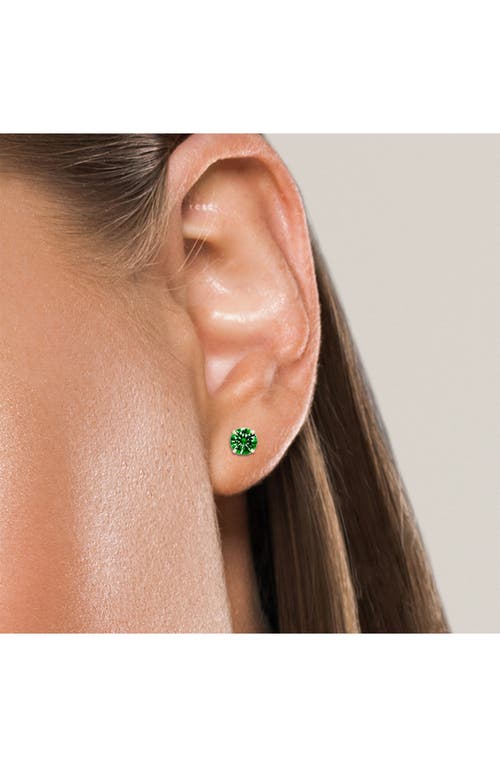A & M A&m Round Cubic Zirconia Birthstone Stud Earrings In Emerald