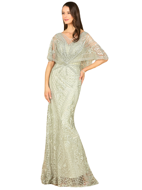 Cape Sleeve Mermaid Gown